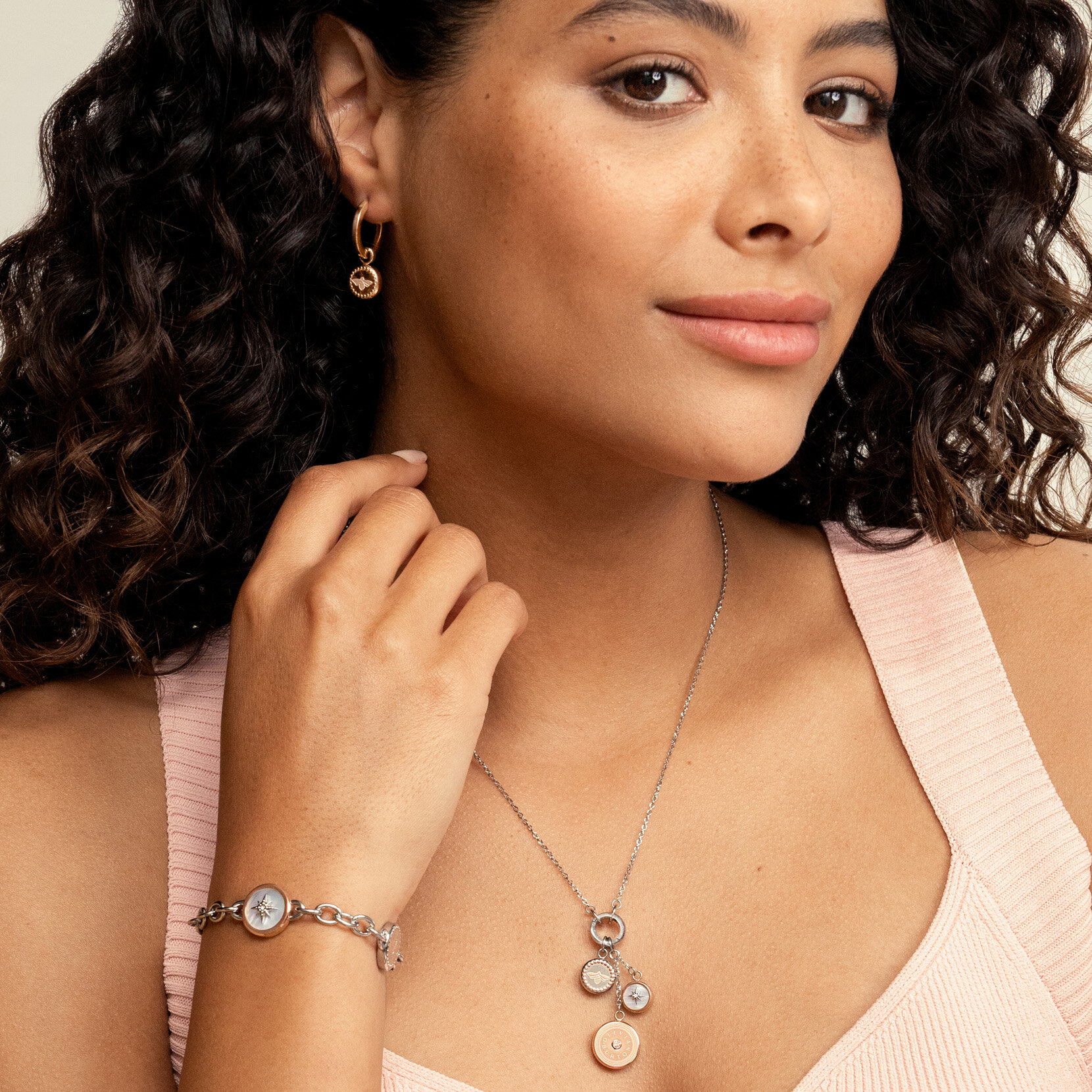 Bee Charm Rose Gold Plated Hoop Earrings