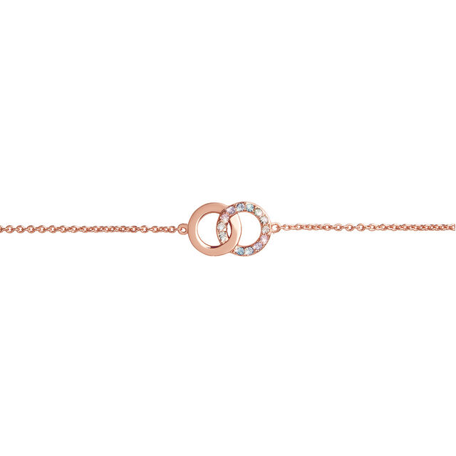 Bejewelled Classics Rainbow Interlink Chain Bracelet Rose Gold