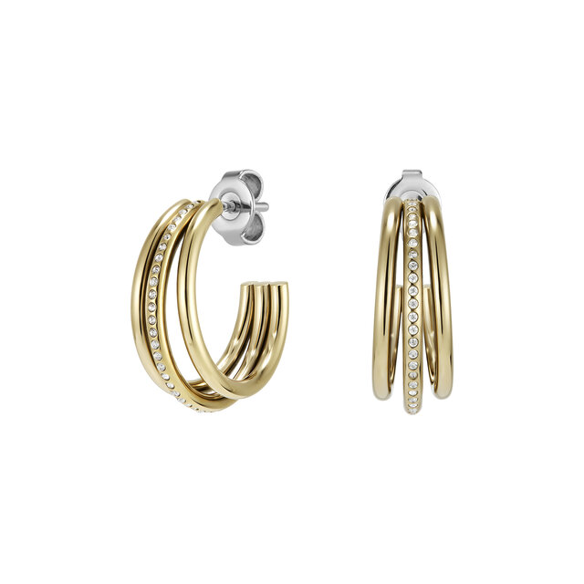 Ever Stacked Claw Gold Plated Hoop Earrings