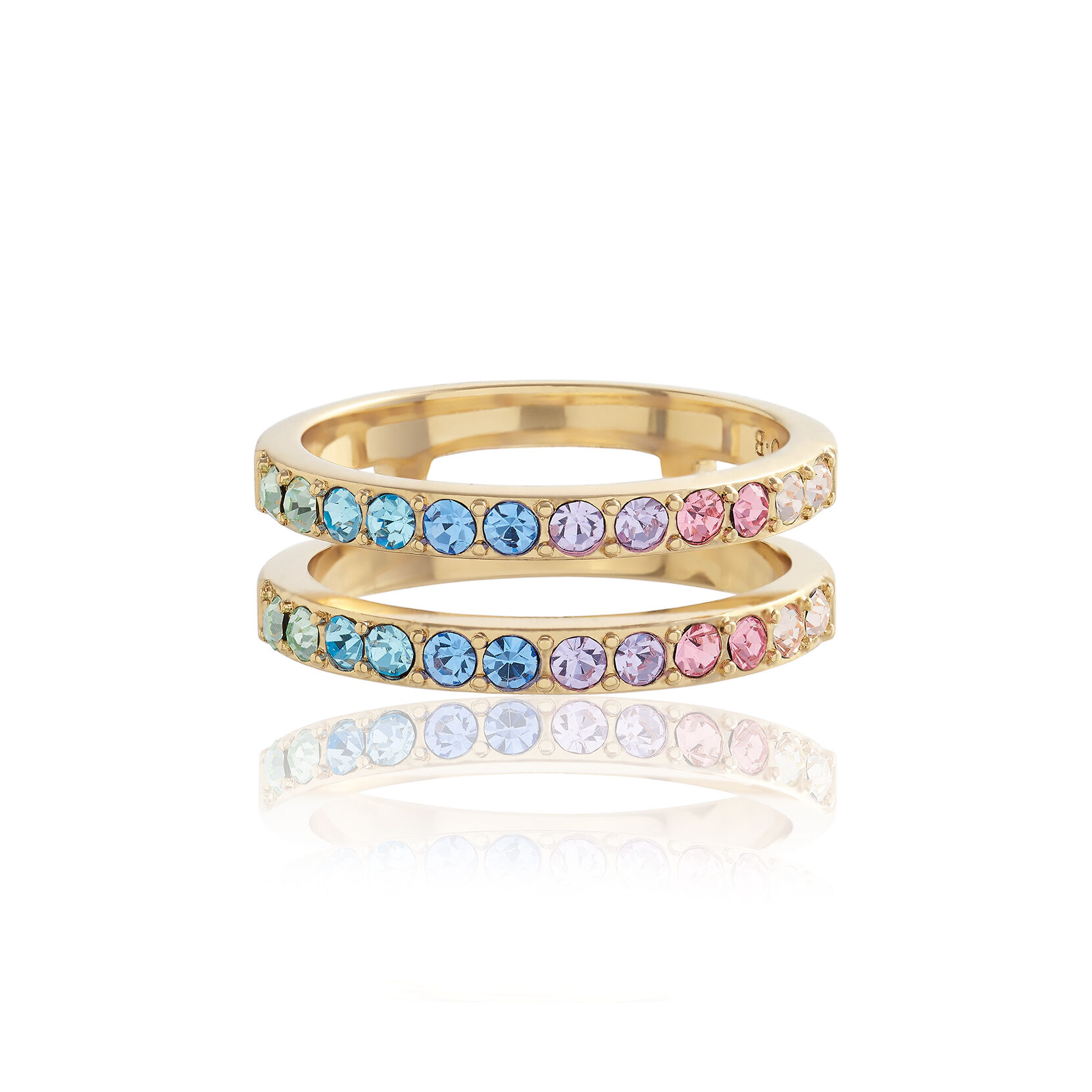 Gold Rainbow Double Band Ring L