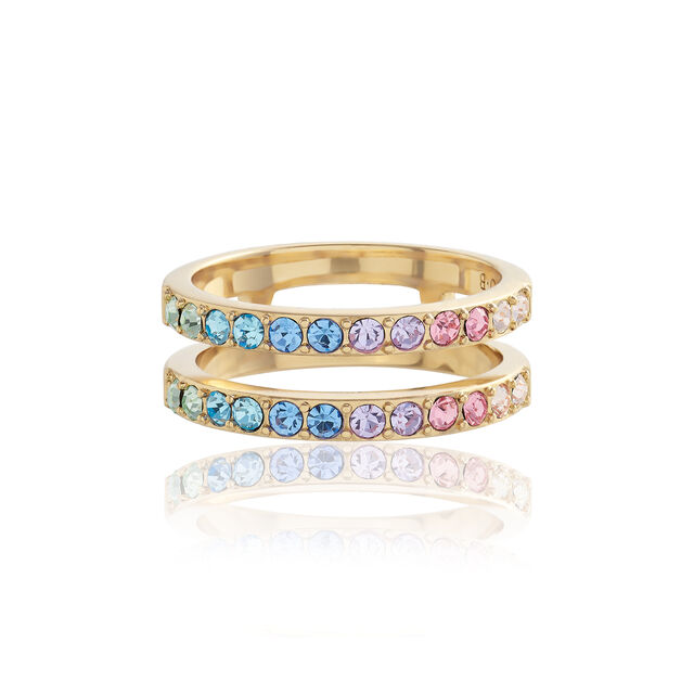 Rainbow Double Band Ring Gold (M)