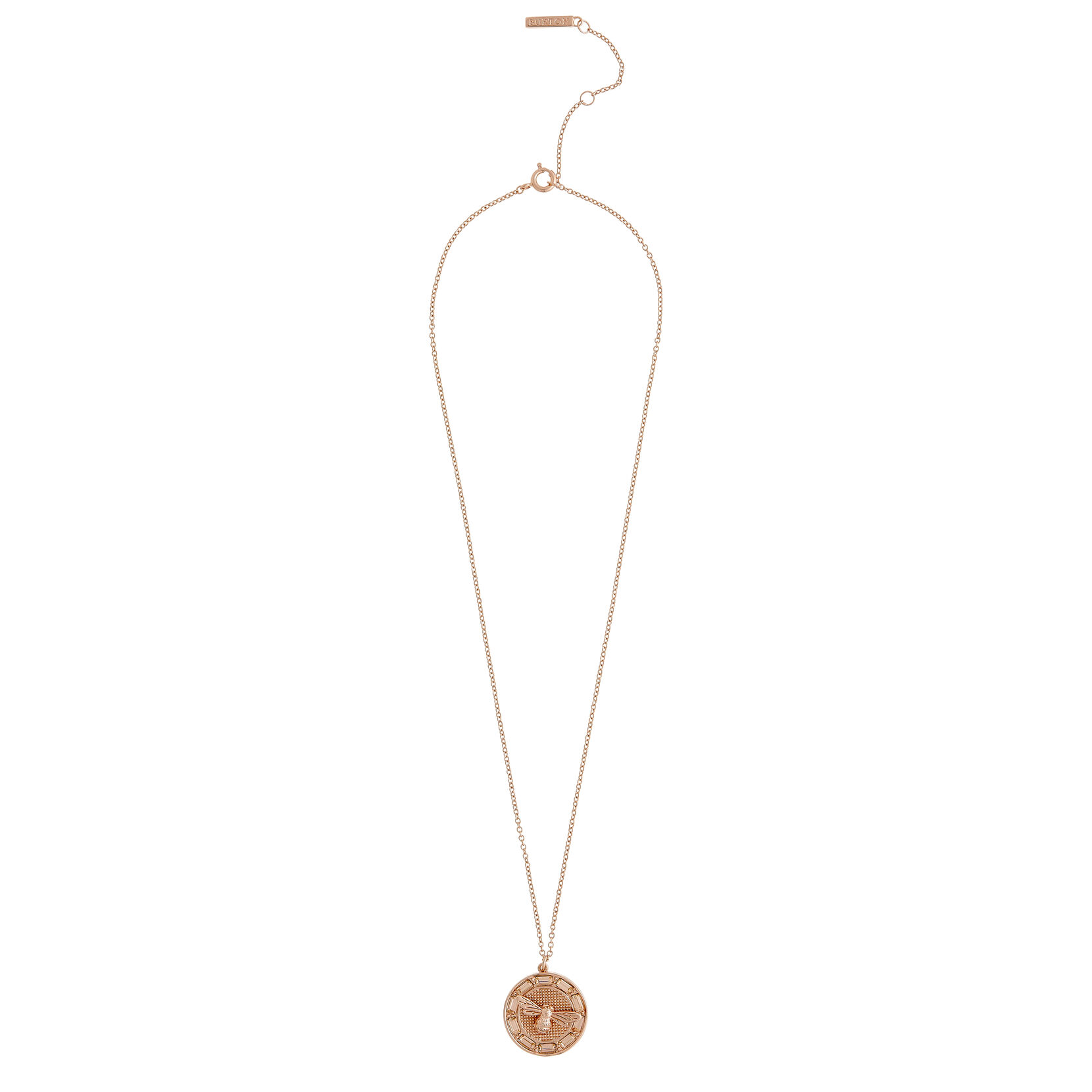 Lucky Bee Stone Set Rose Gold Pendant Necklace