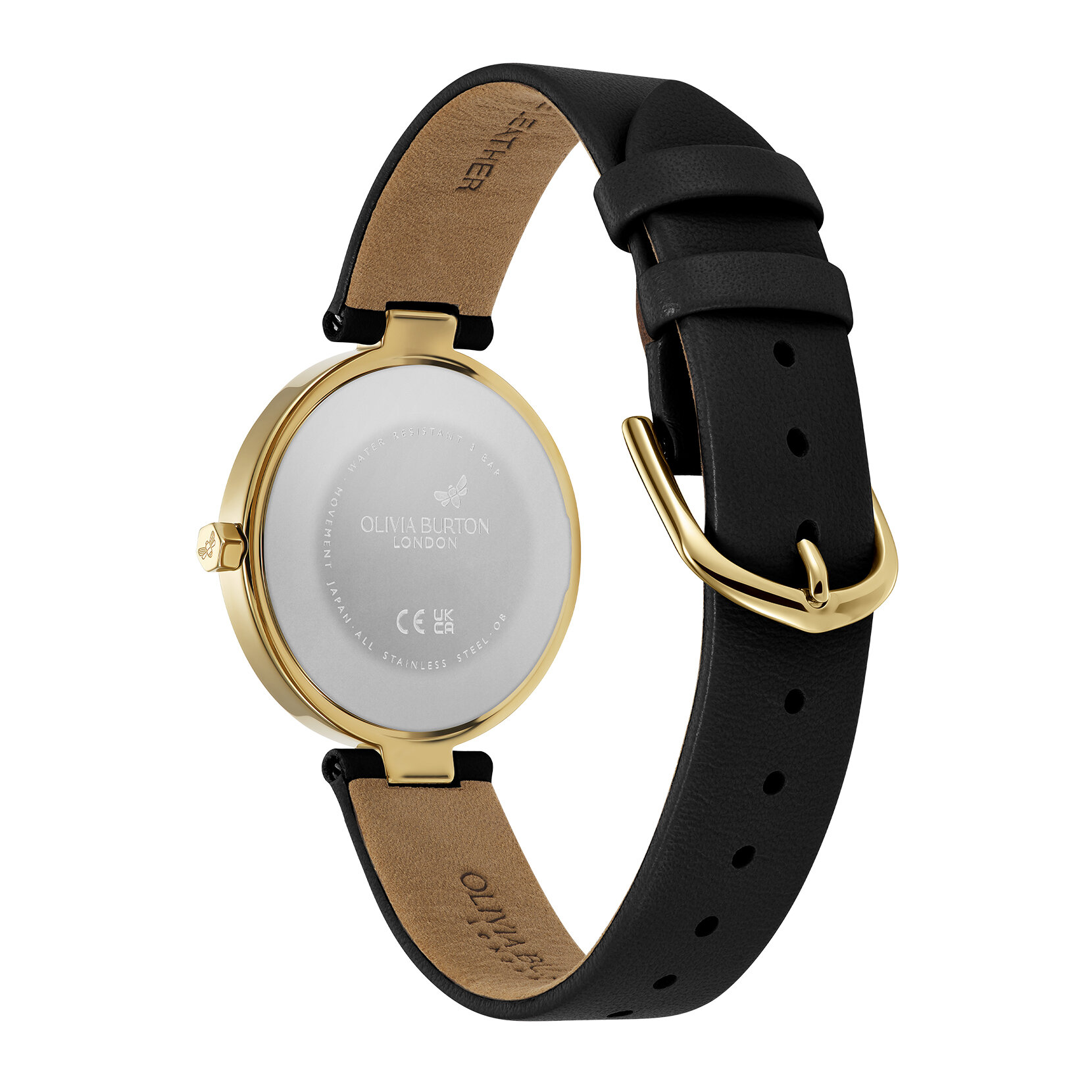 32mm Dimension T-Bar Gold & Black Leather Strap Watch