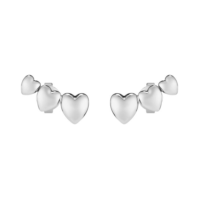Mini Heart Silver Tone Stud Earrings