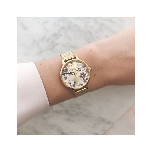 Bejewelled Floral Midi Gold Mesh