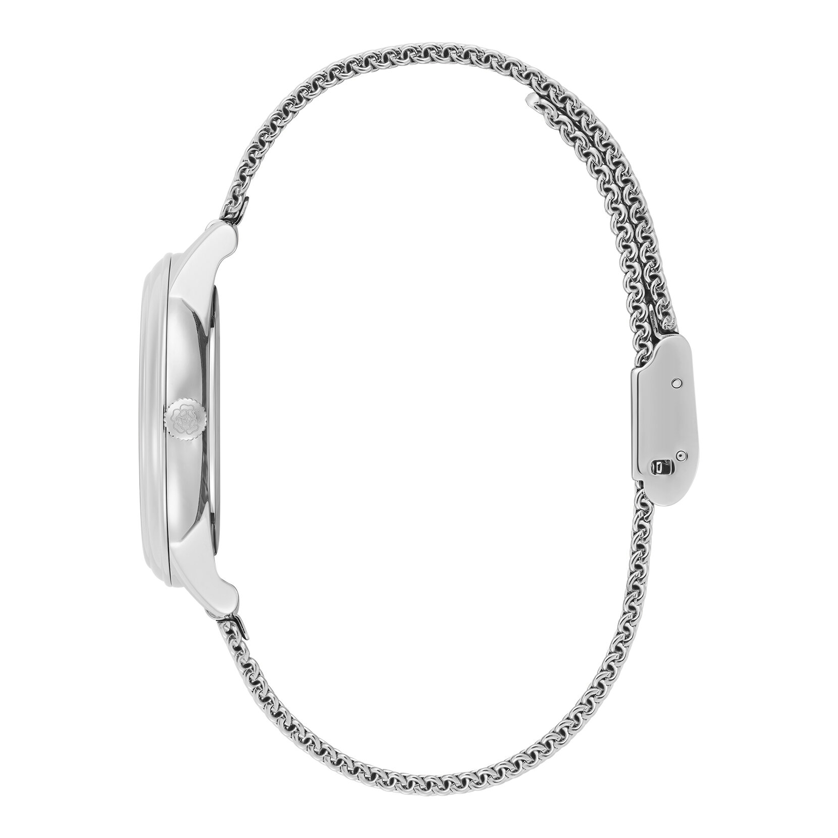 32mm Swirl Trench Coat & Silver Mesh Watch