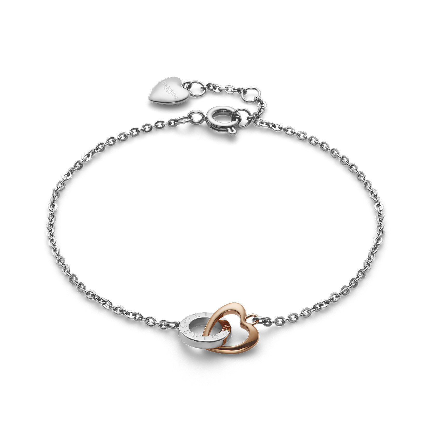 Kindred Interlink Heart Silver & Rose Gold Plated Bracelet