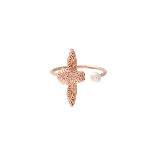 Pearl Bee Ring Rose Gold