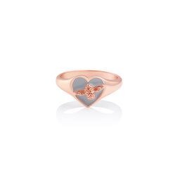 Love Bug Signet Ring Gray & Rose Gold L