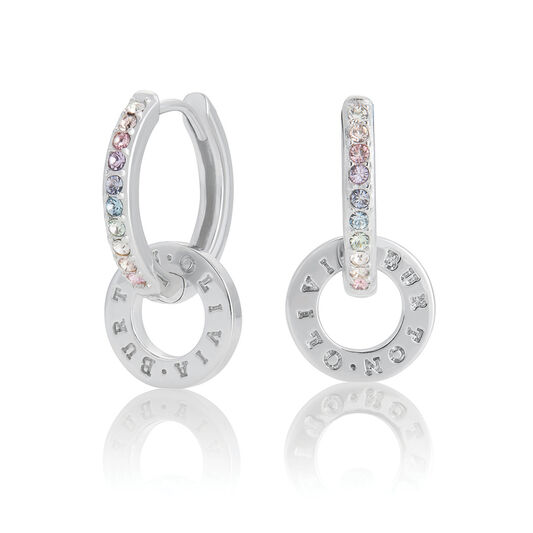 Bejewelled Classics Rainbow Interlink Huggie Hoops Silver
