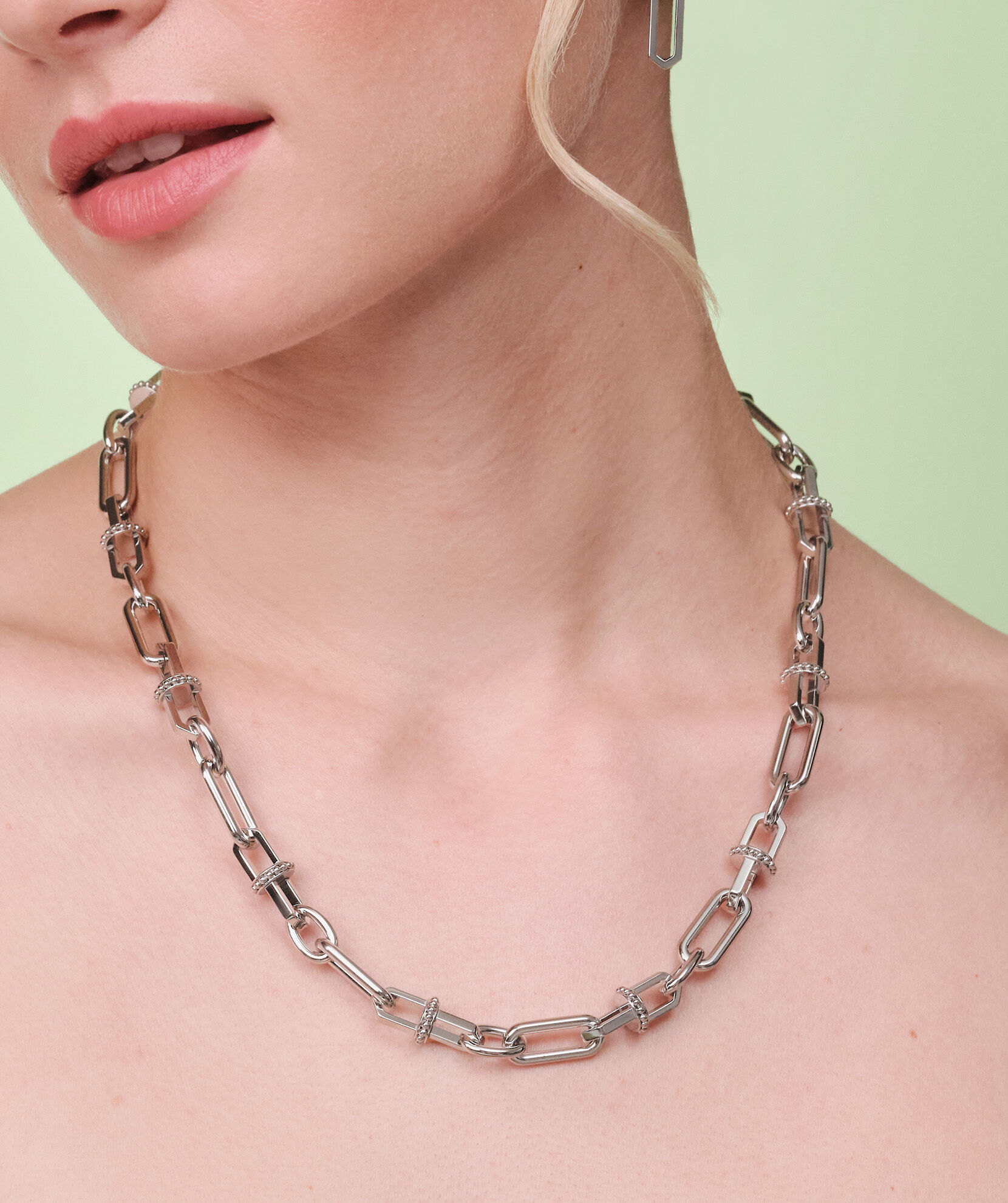 Trend Edition Anchor Link Silver Tone Necklace | Olivia Burton London