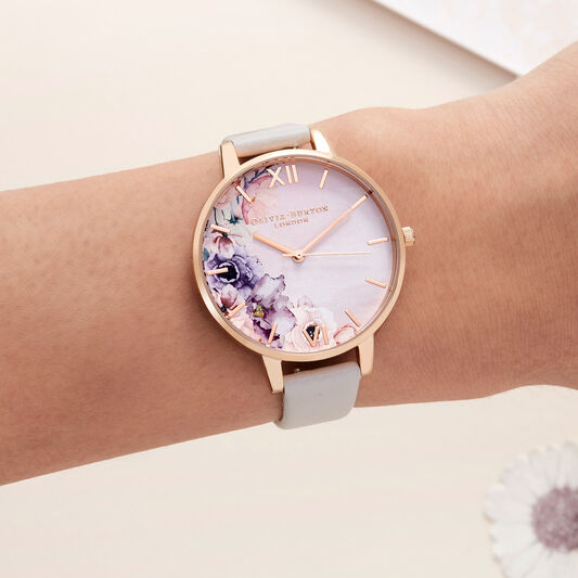 Watercolour Florals Blush & Rose Gold Watch