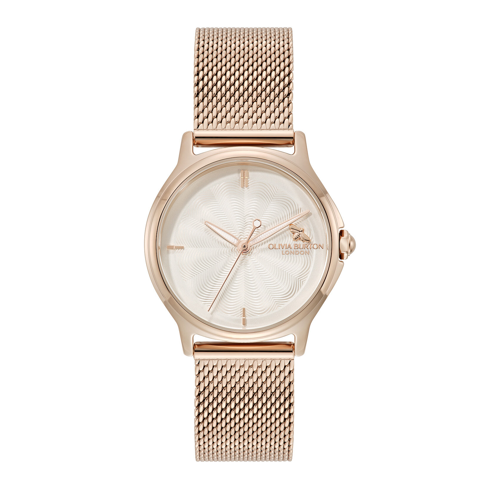 30mm Classic Bee White & Rose Gold Mesh Watch