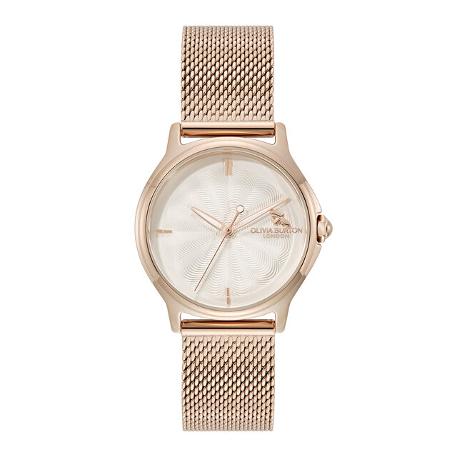 30mm Classic Bee White & Rose Gold Mesh Watch
