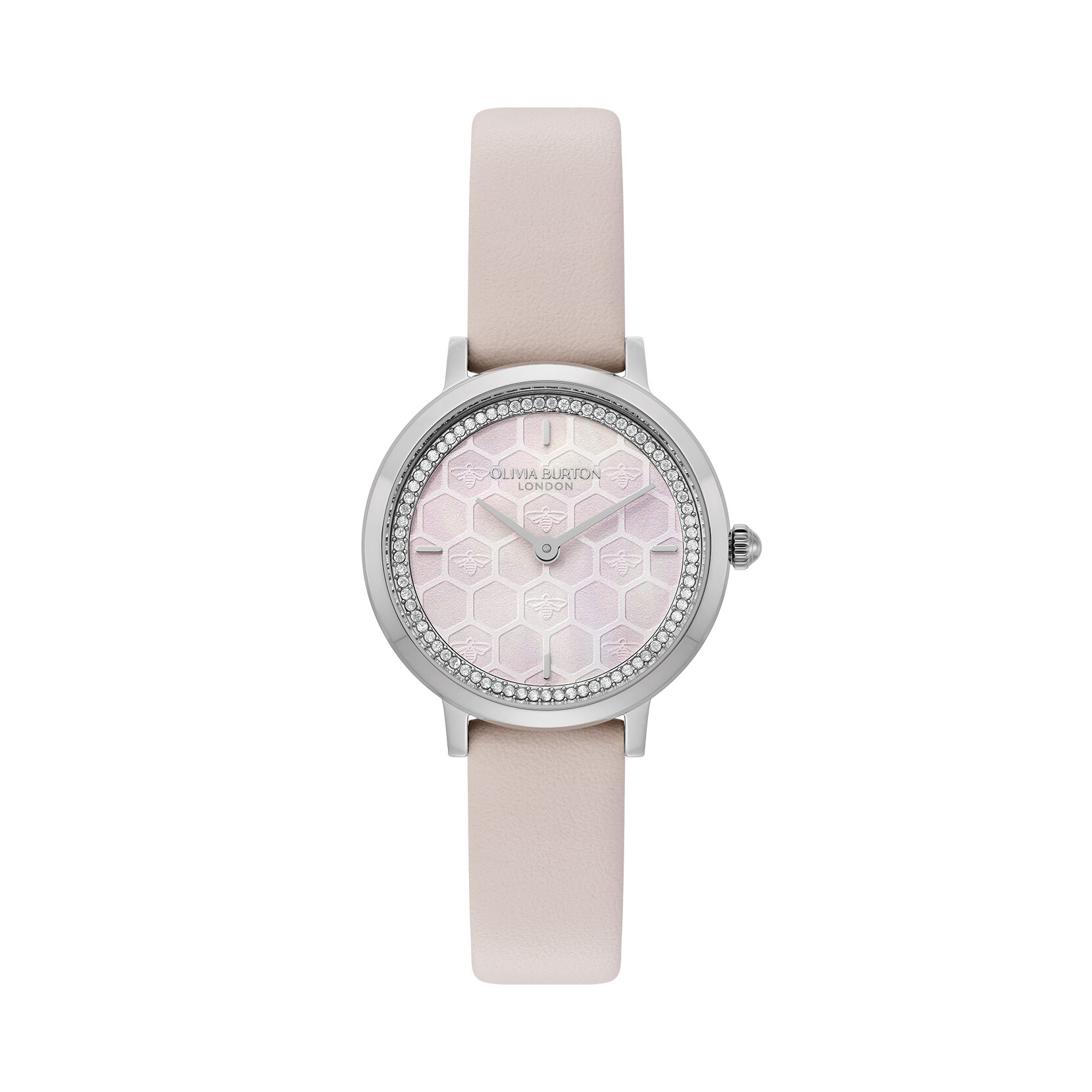 28mm Honeycomb Ultra Slim Silver & Primrose Leather Strap Watch
