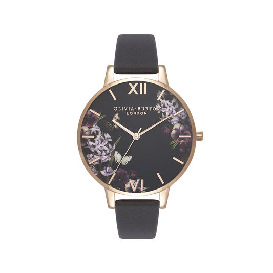 Blooms & Butterflies Black And Rose Gold