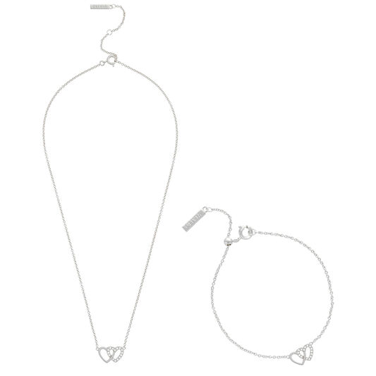 Silver Heart Bracelet & Necklace Gift Set