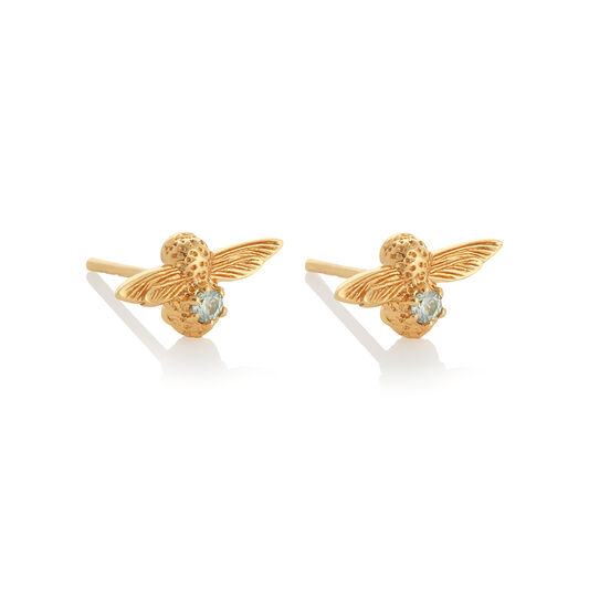 Celebration Bee Studs Gold & Aquamarine