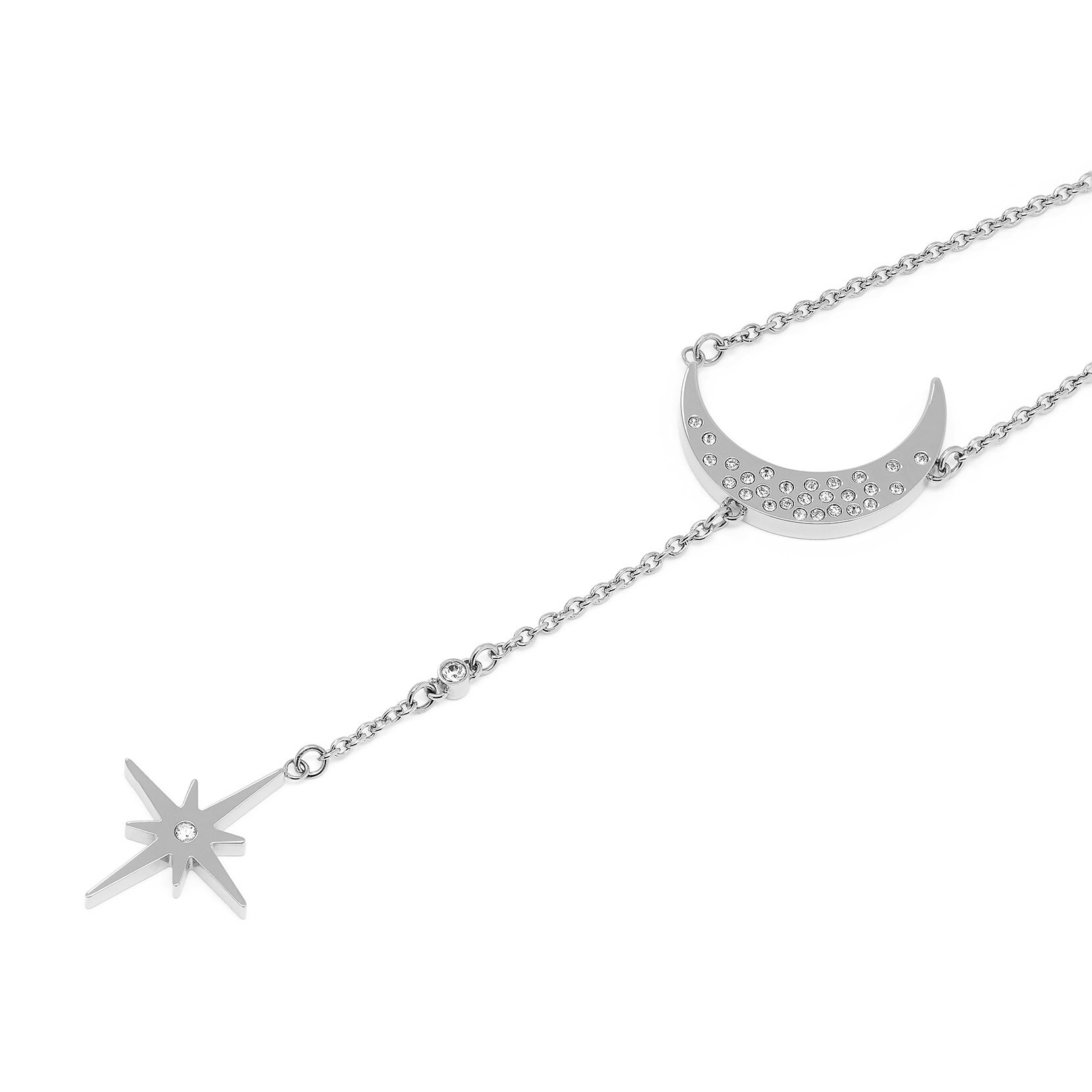North Star & Moon Silver Necklace