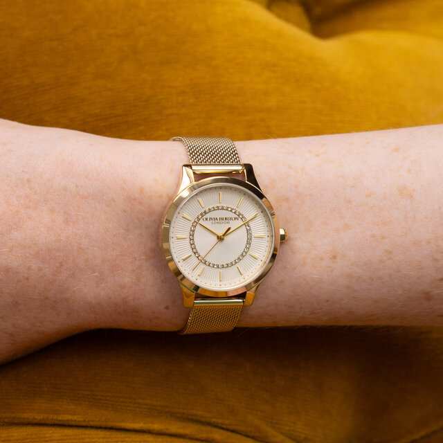 30mm Wonderlust Ivory & Gold Mesh Watch
