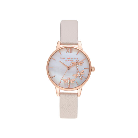 Dancing Dragonfly Blush Faux MOP Dial, Pearl Pink & Rose Gold