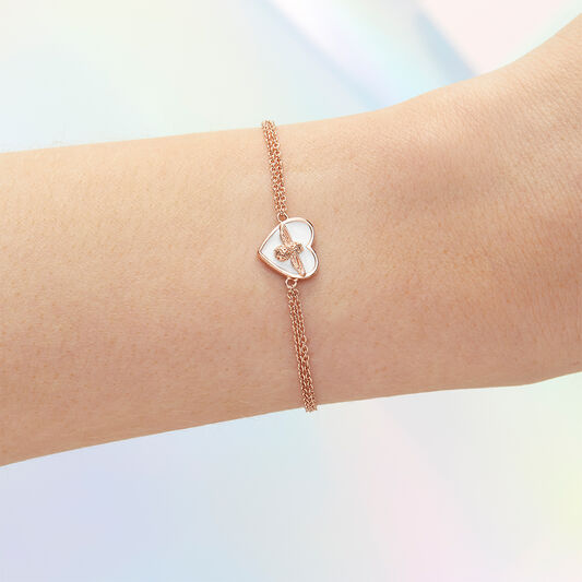 Love Bug Chain Bracelet White & Rose Gold