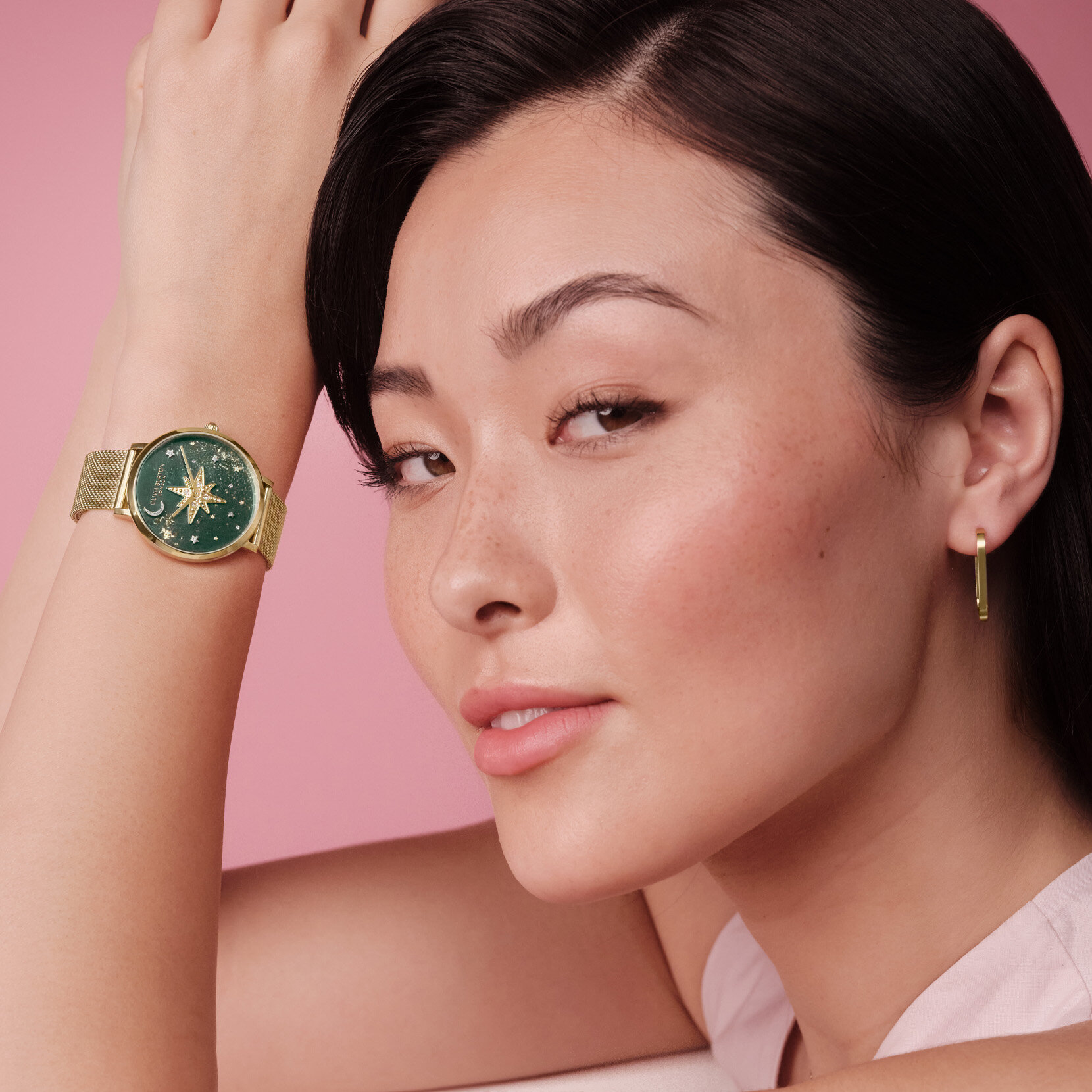 35mm Nova Forest Green & Gold Mesh Watch