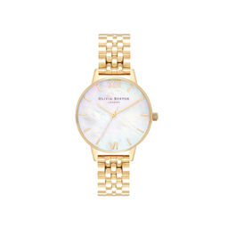  Mother of Pearl White Bracelet, Gold 