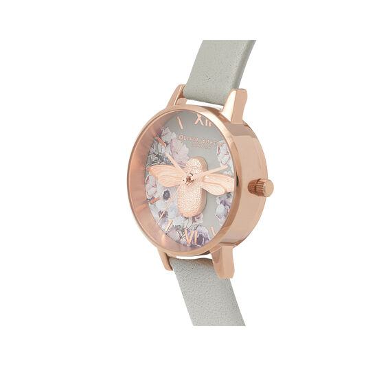 Watercolour Florals Grey & Rose Gold