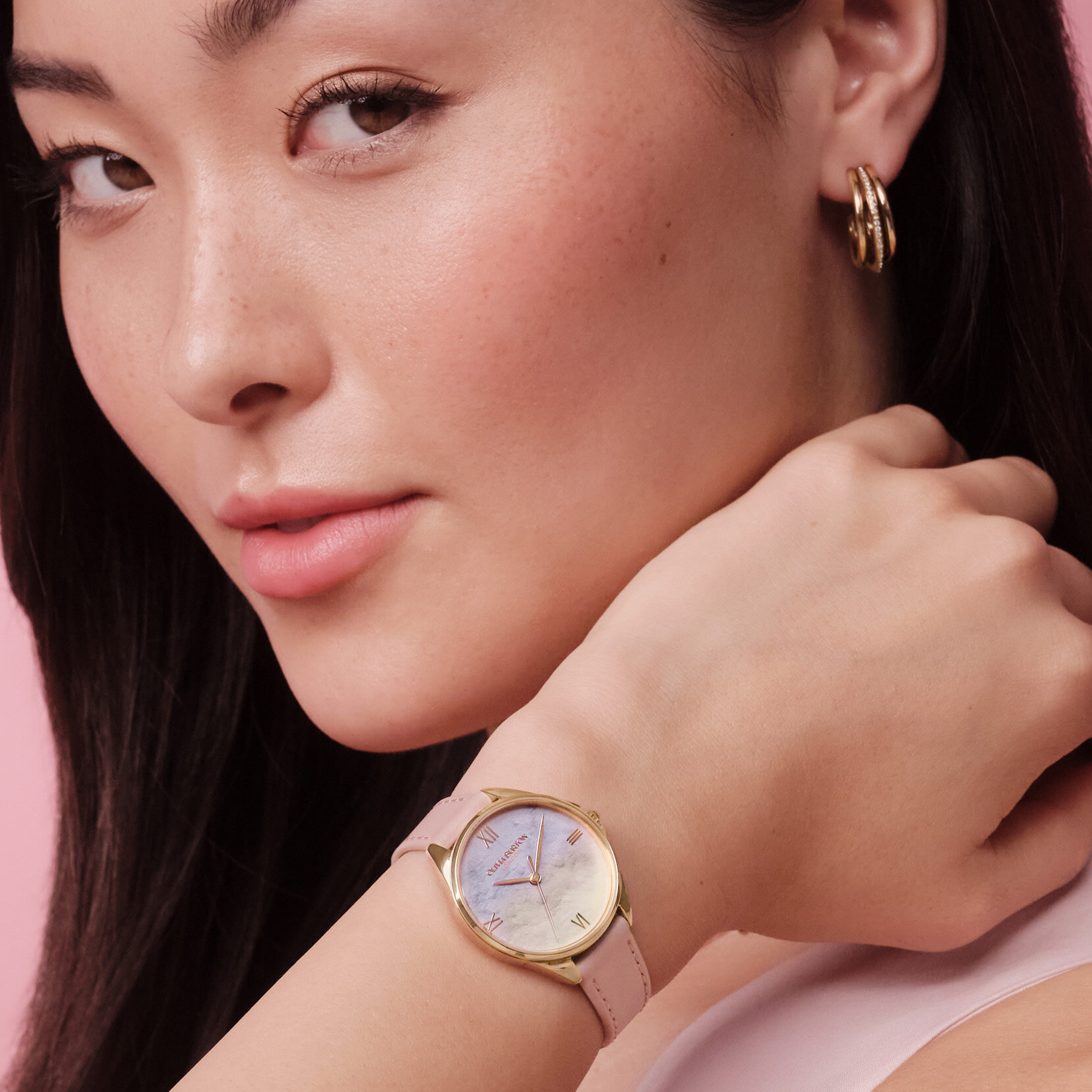 30mm Azure Rose Gold & Mellow Rose Leather Strap Watch