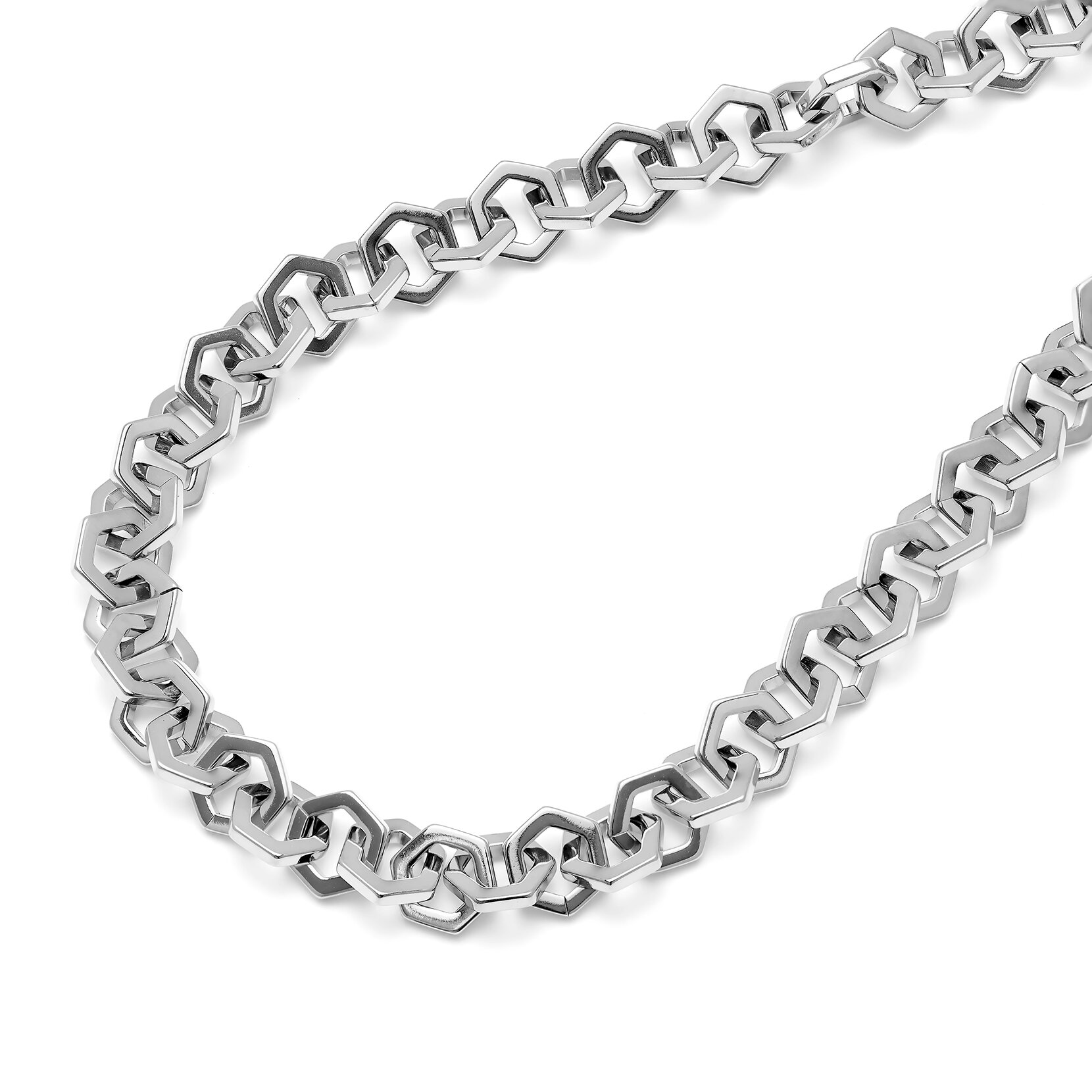 Honeycomb Silver Link Necklace