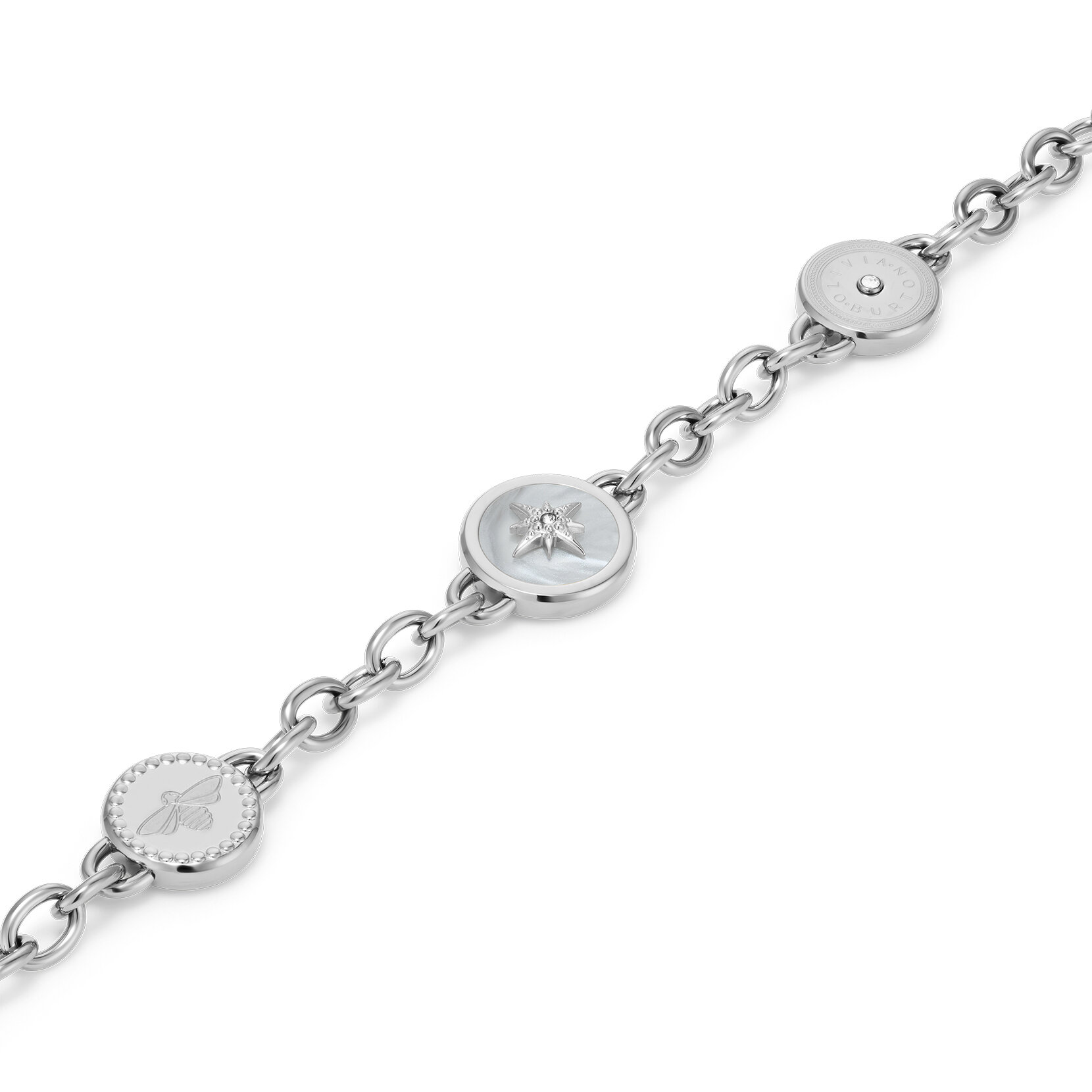 Bee and North Star Silver Tone Charm Bracelet