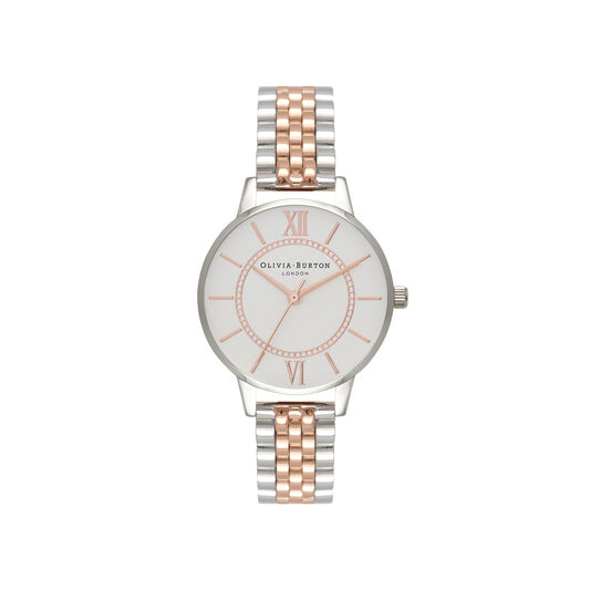 Wonderland Bracelet Silver And Rose Gold Mix Watch