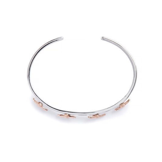 3D Bee Bangle Silver & Rose Gold