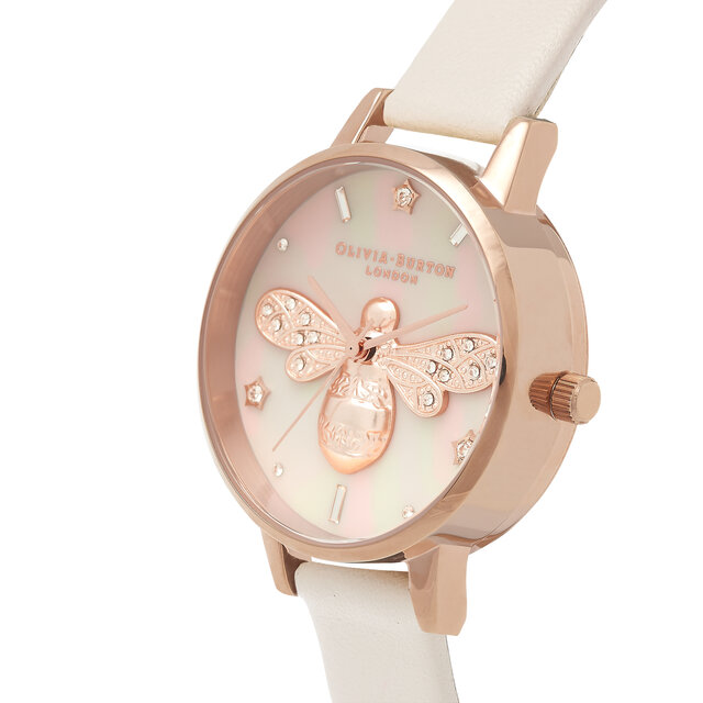 34mm Rose Gold & Blush Leather Strap Watch