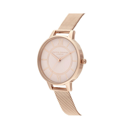 Wonderland Blush Dial Pale Rose Gold mesh