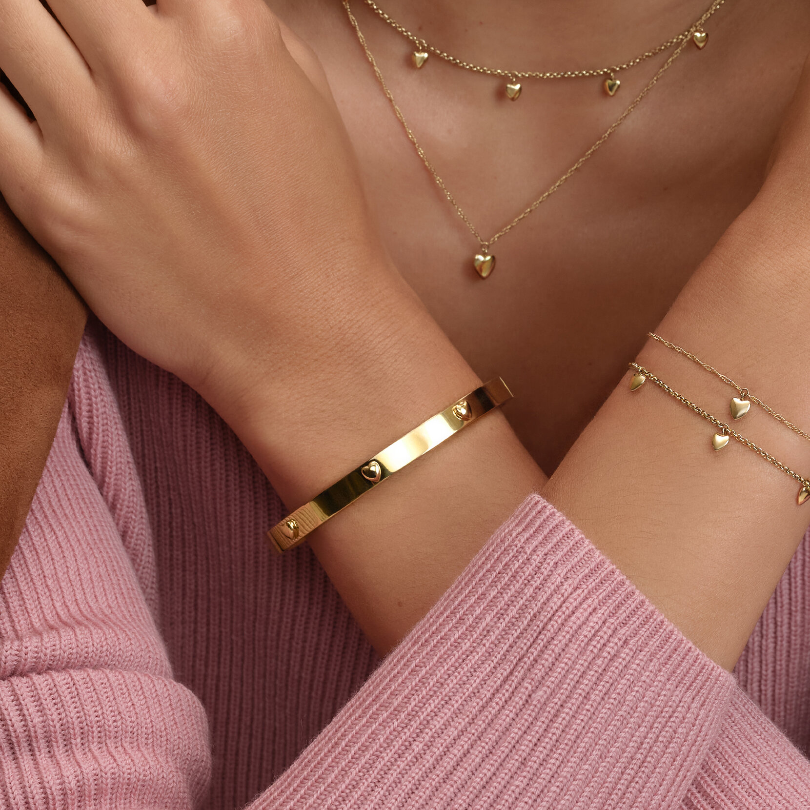 Mini Heart Gold Plated Bangle