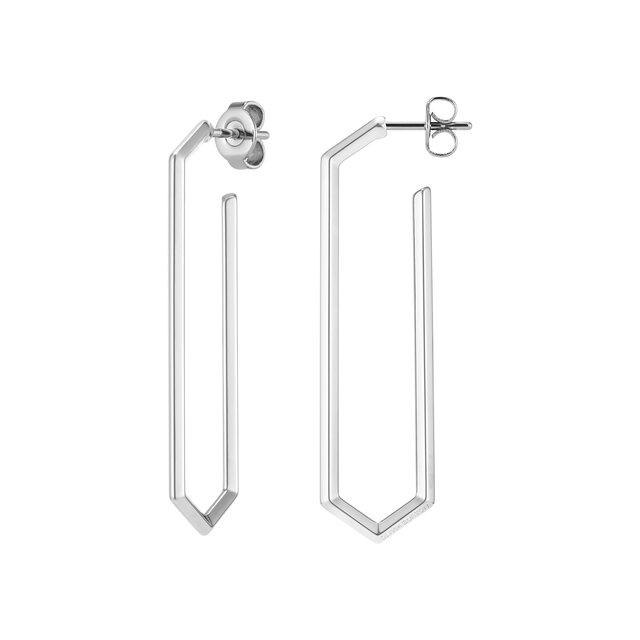 Ever Stacked Honeycomb Silver Tone Large Hoop Earrings