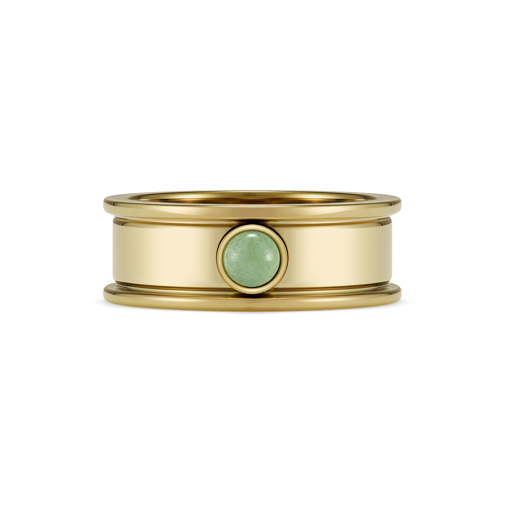 Aventurine Cabochon Gold Plated Gemstone Ring S