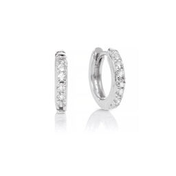 Huggie Hoop Earrings with White Topaz