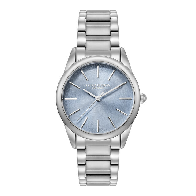 34mm Glowful Sky Blue & Silver Bracelet Watch