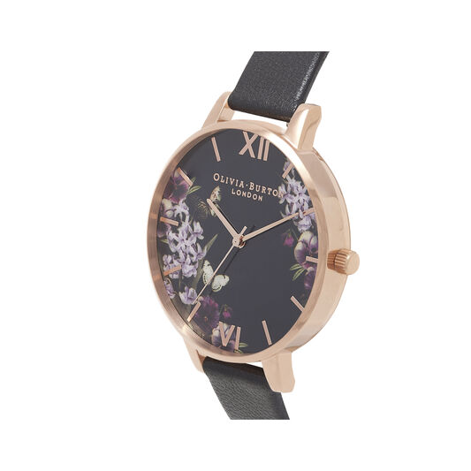 Blooms & Butterflies Black And Rose Gold