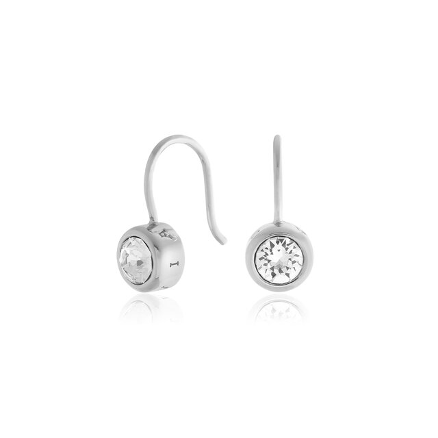 Silver Bezel Drop Earrings