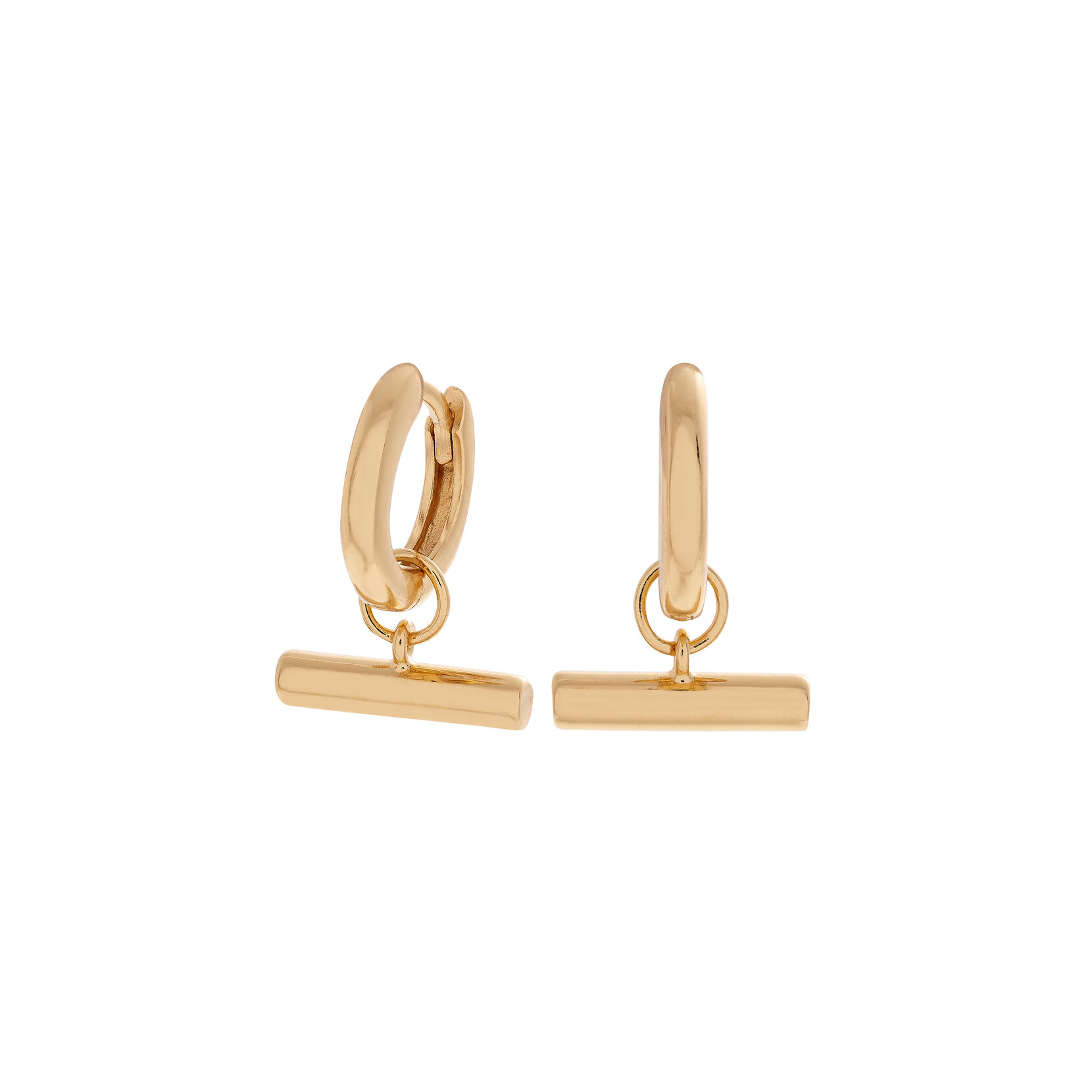 Gold Tbar Huggie Hoops