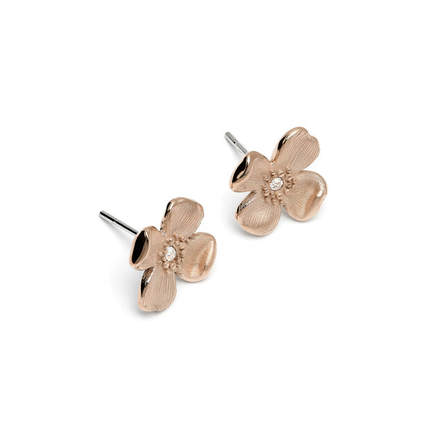 Dogwood Flower Carnation Gold Stud Earrings