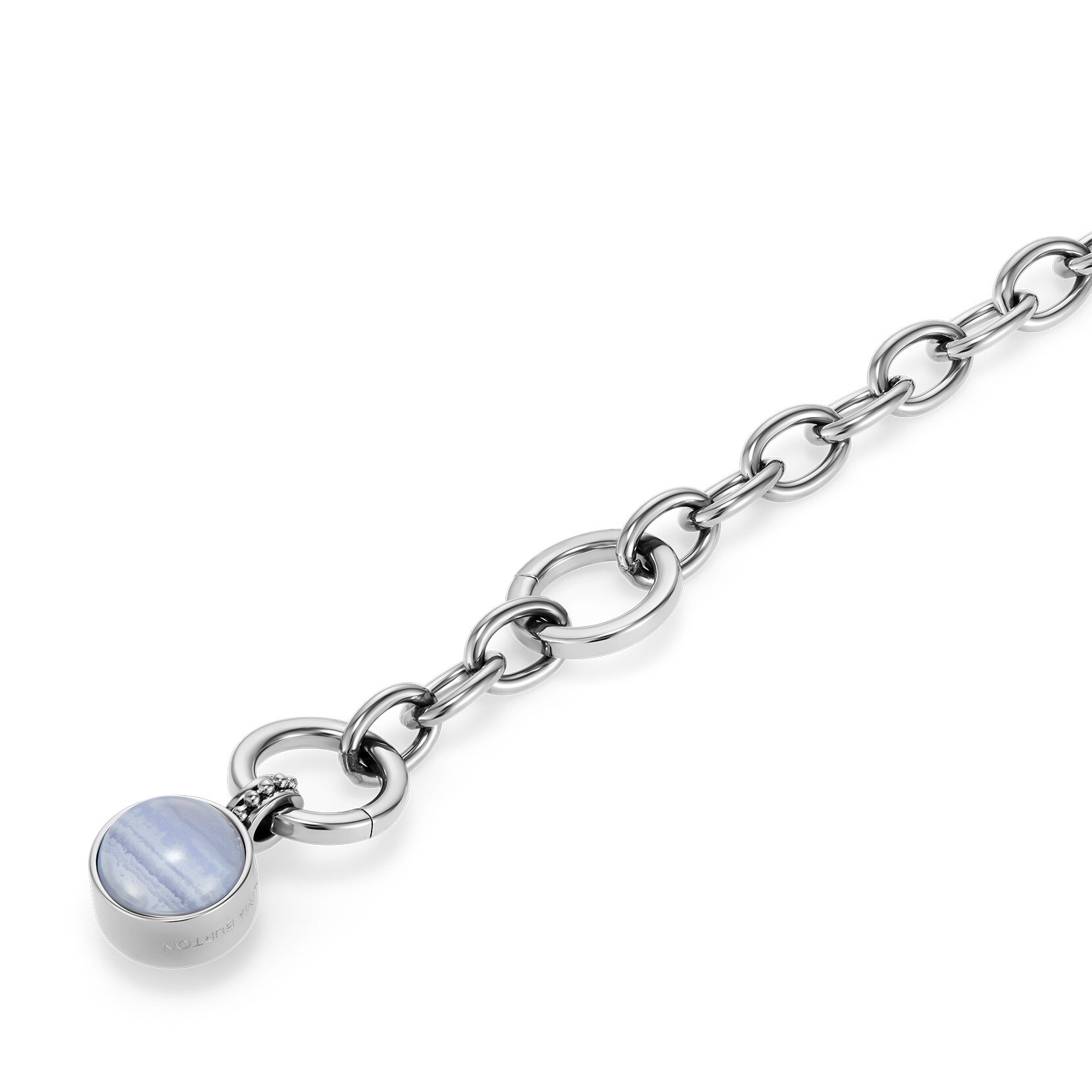 Purple Agate Cabochon Silver Tone Gemstone Toggle Bracelet
