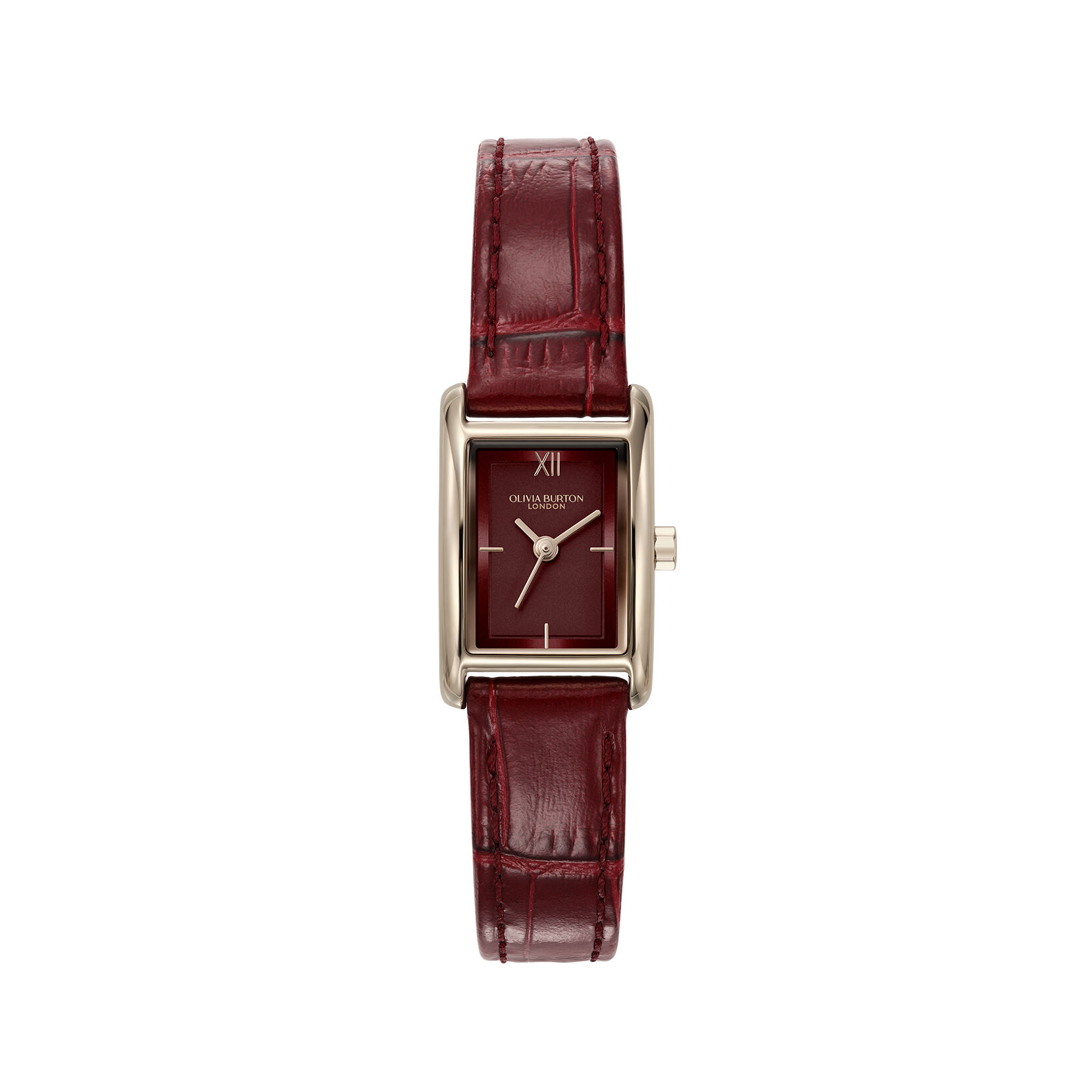 Classic 16mm Mini Grove Rose Gold & Cherry Croc Leather Strap