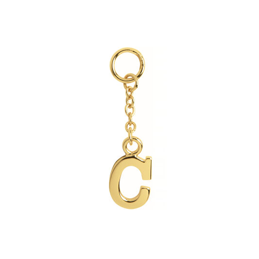 C Alphabet Huggie Charm Gold