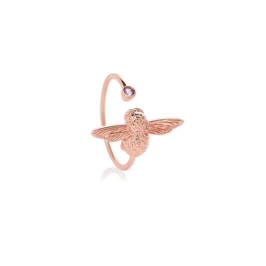 Bejewelled Bee Ring Rose Gold & Amethyst