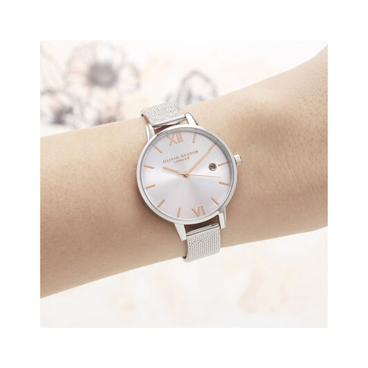 Sunray Demi Dial Watch with Boucle Mesh